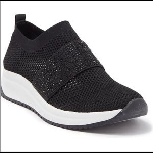 ANNE KLEIN Bask Crystal Embellished Slip-On Sneaker Black Size 8